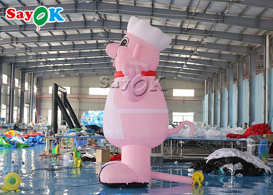 Aufblasbare Werbeballons 4m 13ft Maskottchen Pink Blow Up Cartoon Charaktere Schwein Koch Modell für Restaurantöffnung